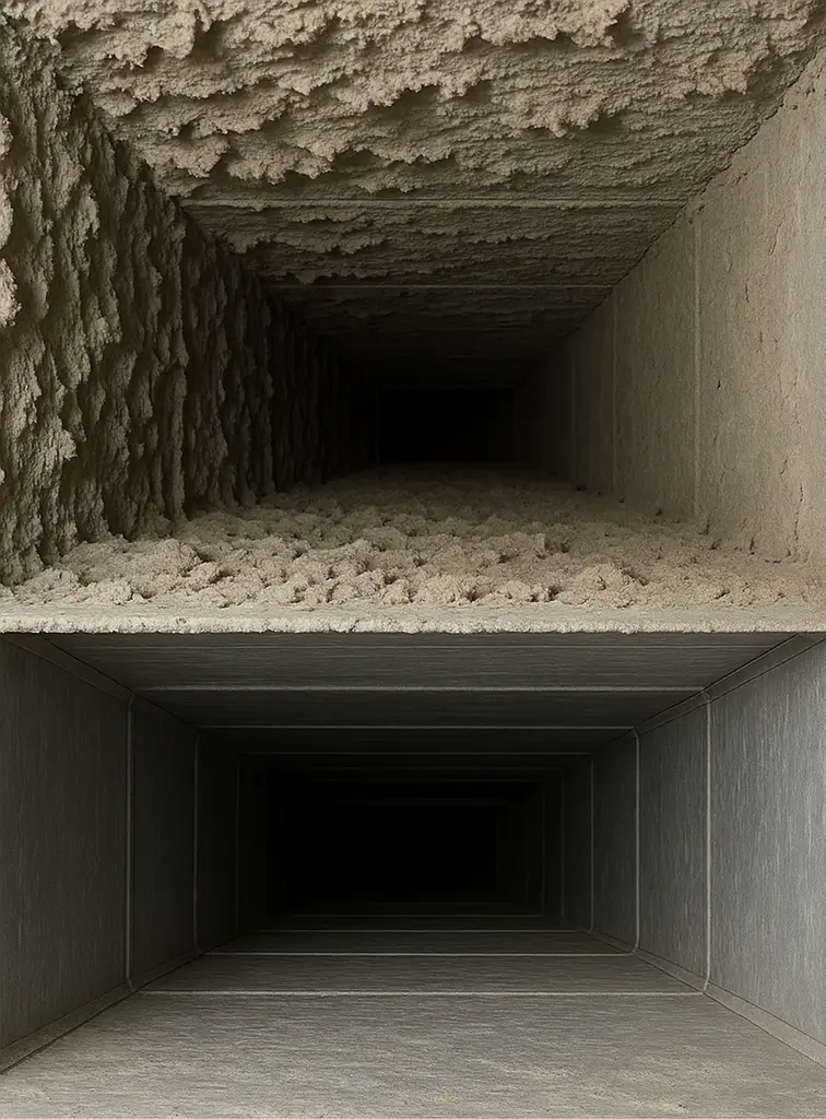 Before and after duct cleaning in Kemah Texas